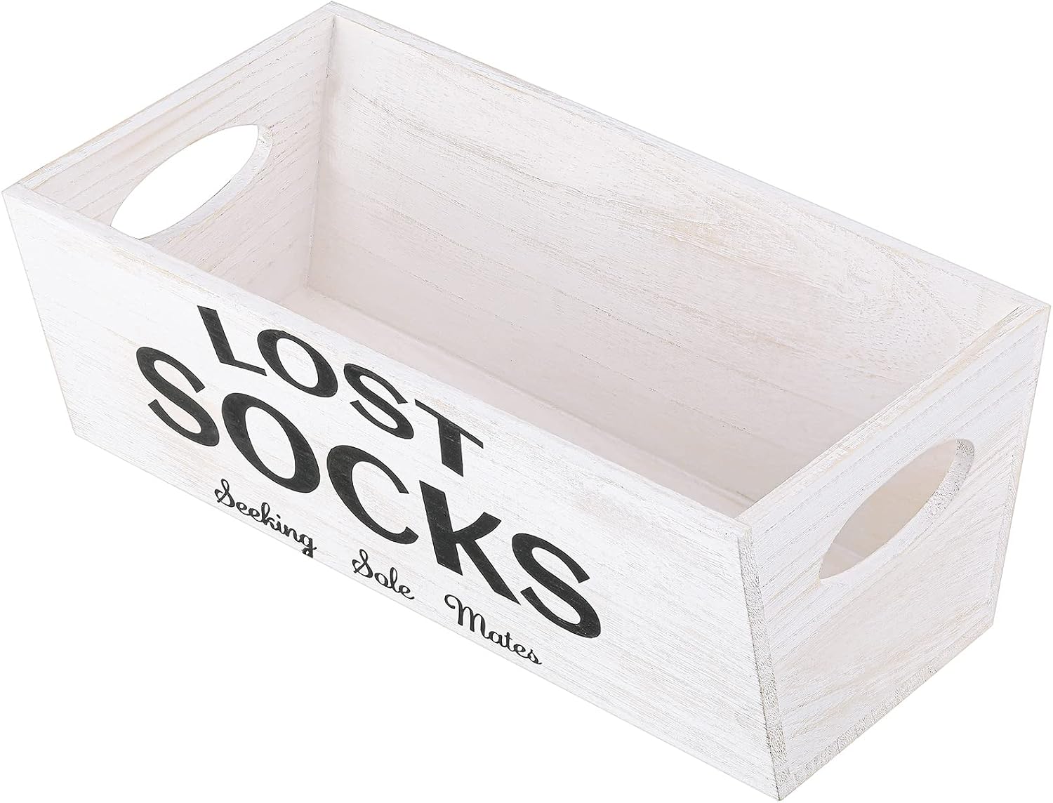 Blulu Lost Socks Basket Sign, Farmhouse Laundry Room Storage, White