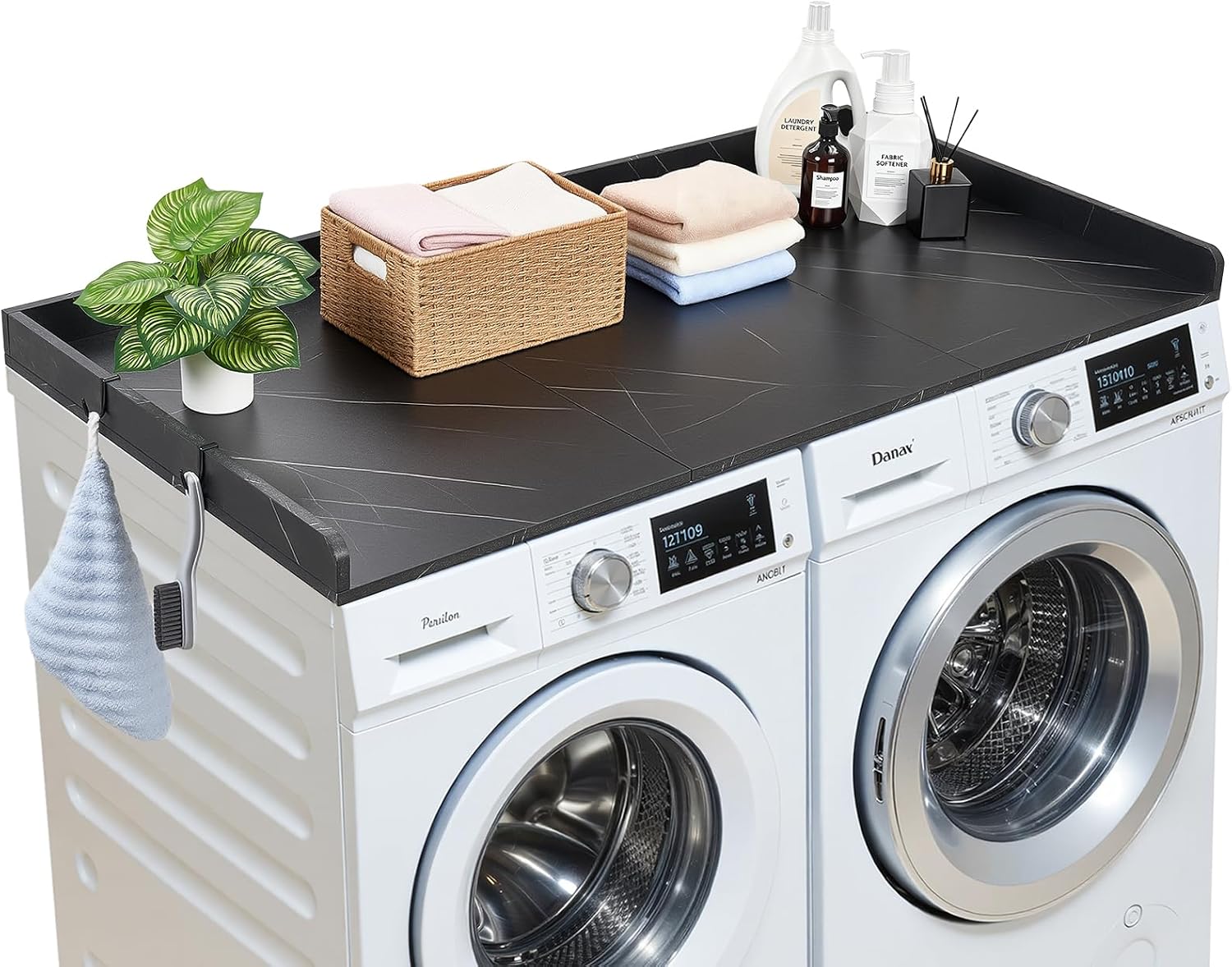 VEVOR Washer Dryer Countertop, 54 x 27 Inch, Wooden with Splicing Panels