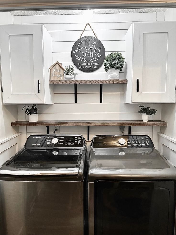 Budget-friendly stacked laundry room makeover with affordable upgrades