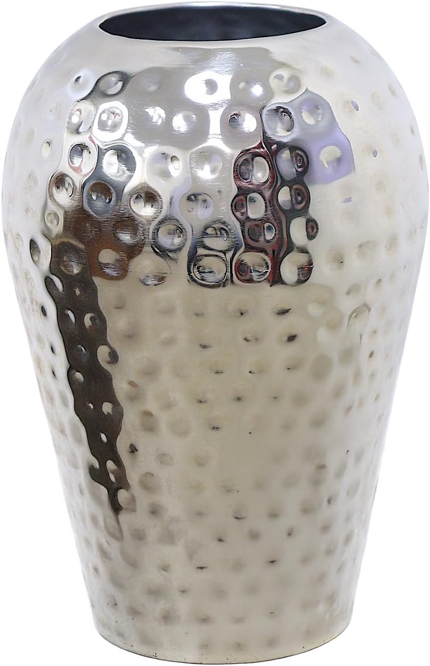 Hosley 10 Inch Hammered Iron Vase, Handcrafted by Artisans