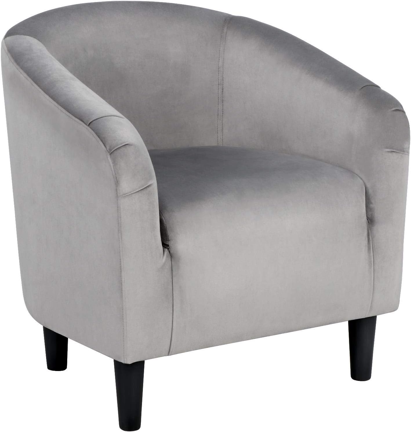 Yaheetech Small Velvet Barrel Accent Chair, 25.5 Inch Wide, Gray