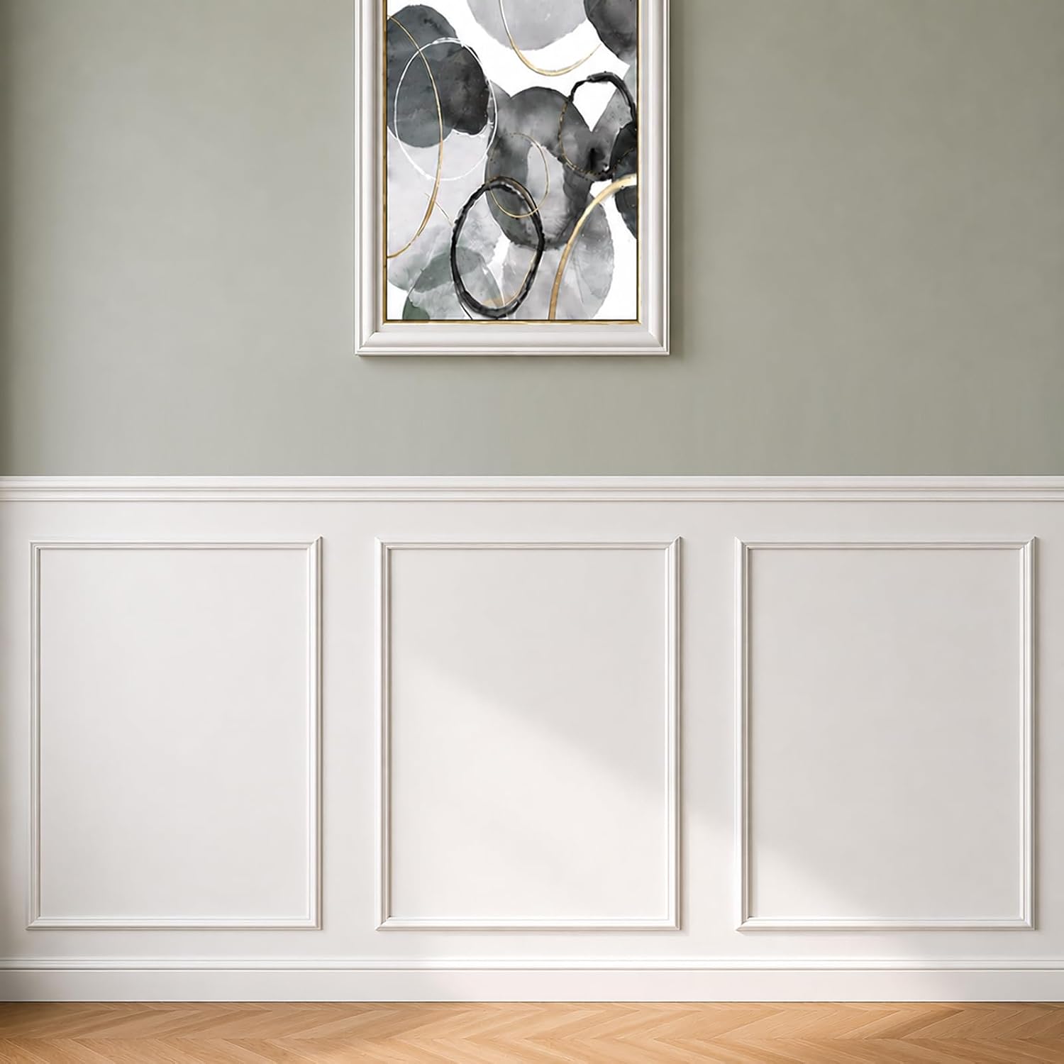 Peel and Stick Wall Molding Kit, 3 Set Pre-Cut Wainscoting Panels, 24 x 32 Inch