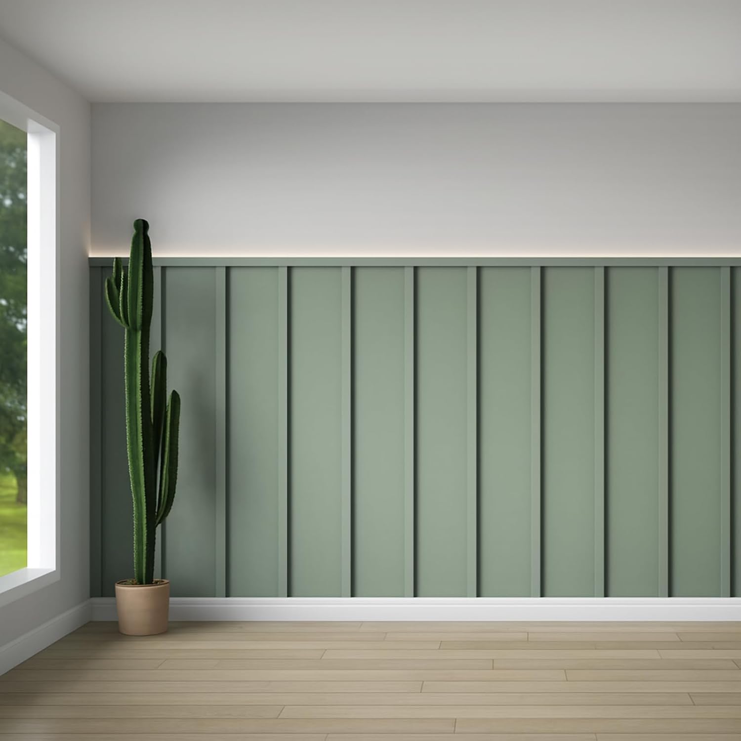 Weysat Premade MDF Board and Batten Wainscoting Kit, 157 x 63 Inch