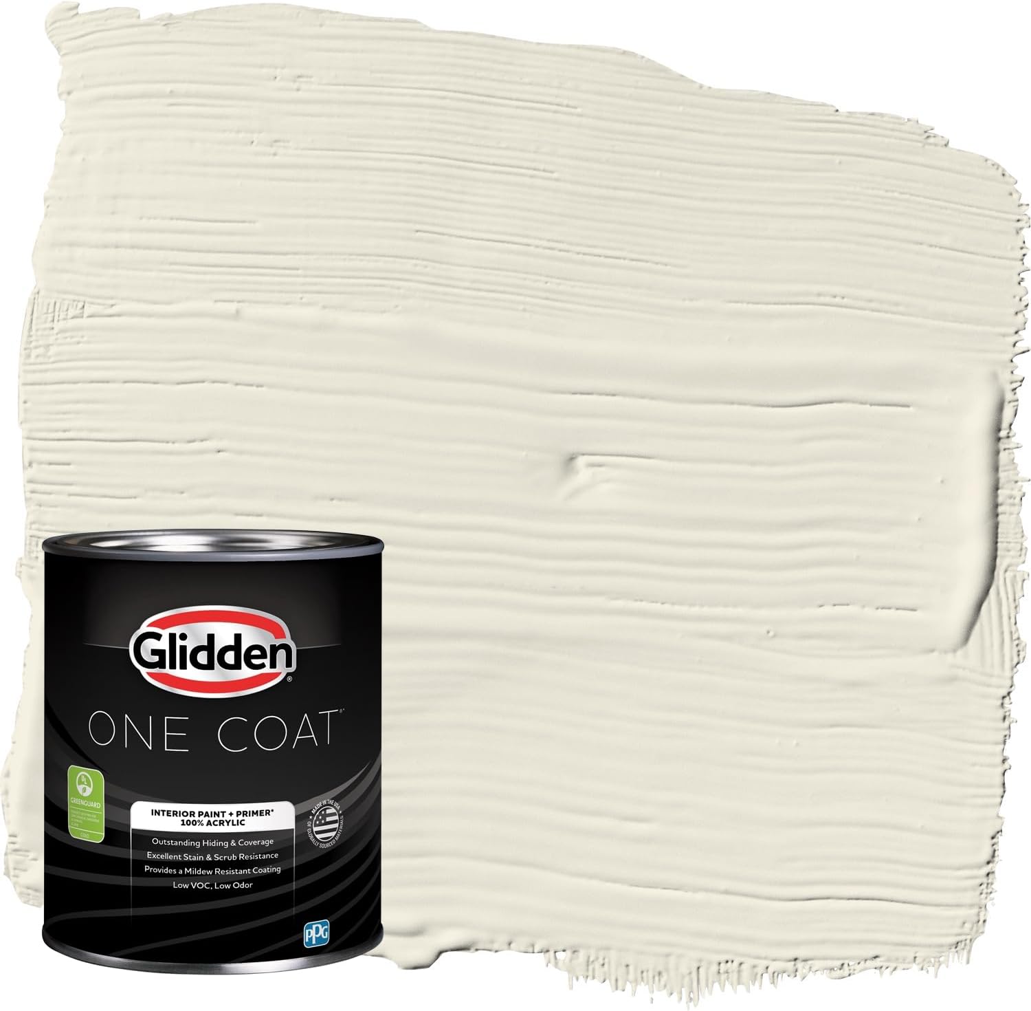 Glidden Interior Paint and Primer, Off White, One Coat, Eggshell, 1 Quart