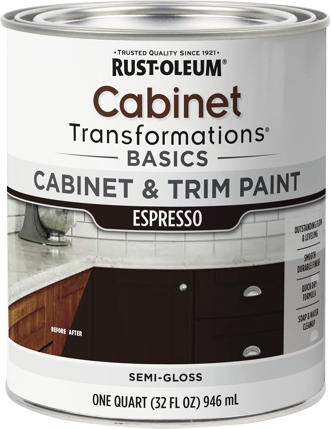 Rust-Oleum Cabinet Transformations and Trim Paint, Espresso, 1 Quart