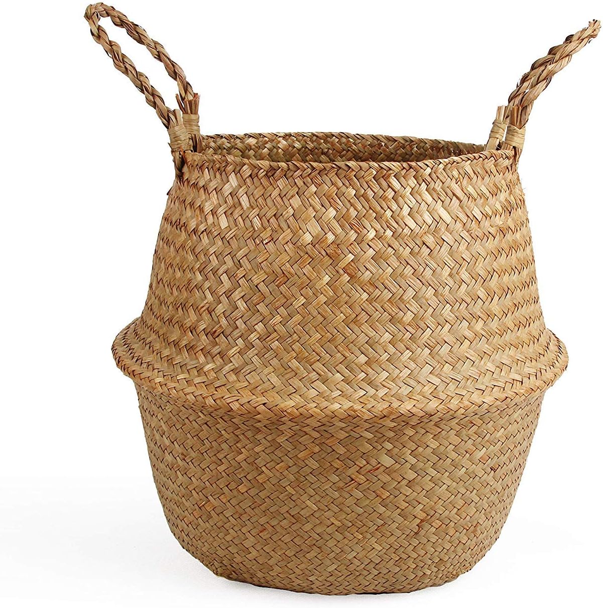 Woven Seagrass Belly Basket for Storage, Plant Pot and Laundry, Medium