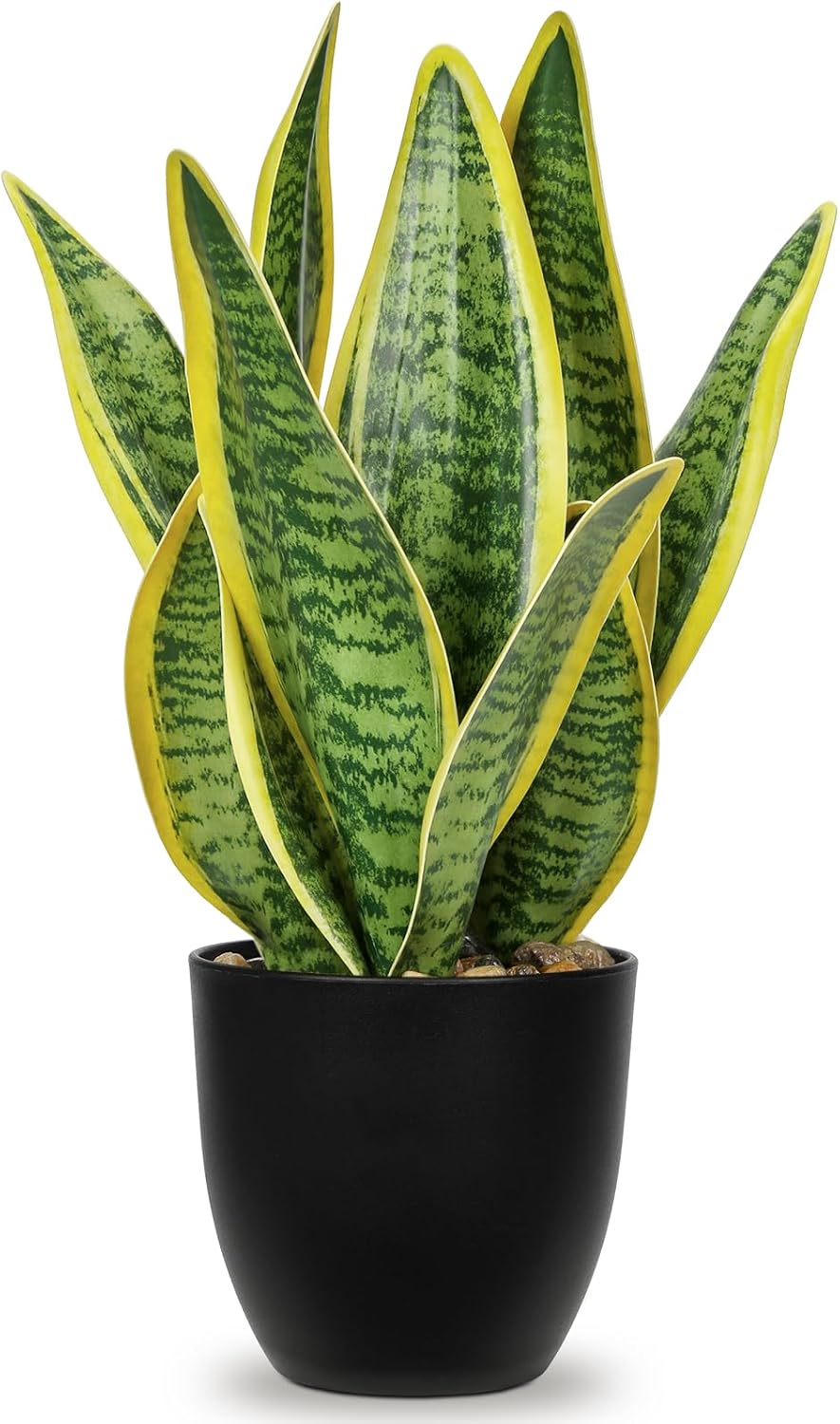 Hollyone Artificial Snake Plant Potted Faux Sansevieria Trifasciata Plants, 13