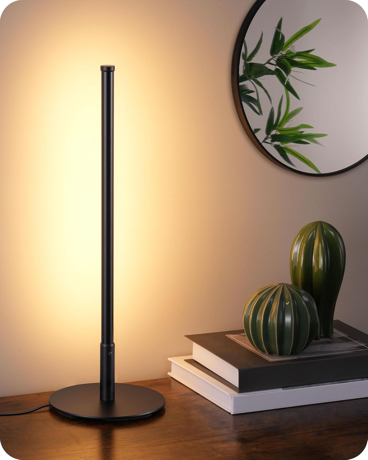 EDISHINE Modern Dimmable LED Table Lamp, Black, for Living Room