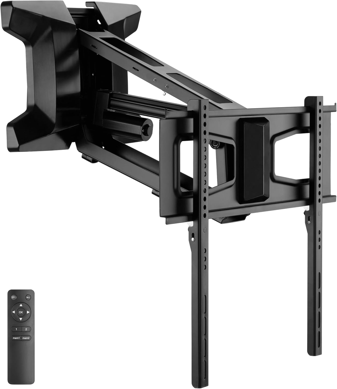 MOUNT-IT! Motorized Fireplace TV Wall Mount with Remote, Electric Pull Down Mantel Bracket