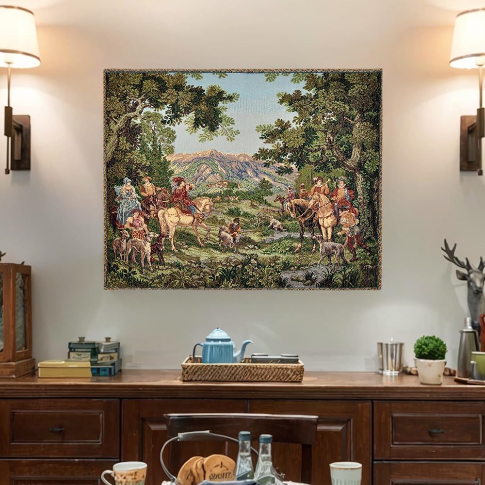 AureoMadis Large Woven Tapestry Wall Hanging, Vintage Landscape Art