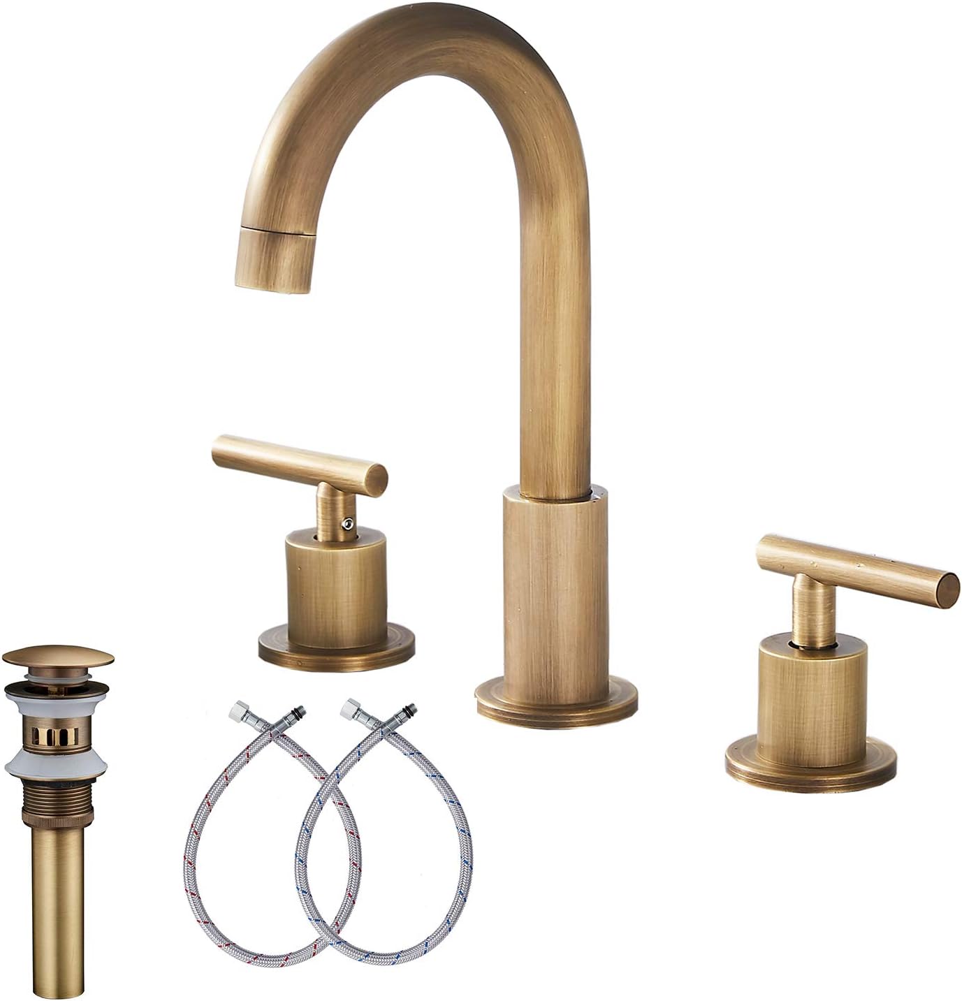 2-Handle Widespread Bathroom Faucet, Antique Brass