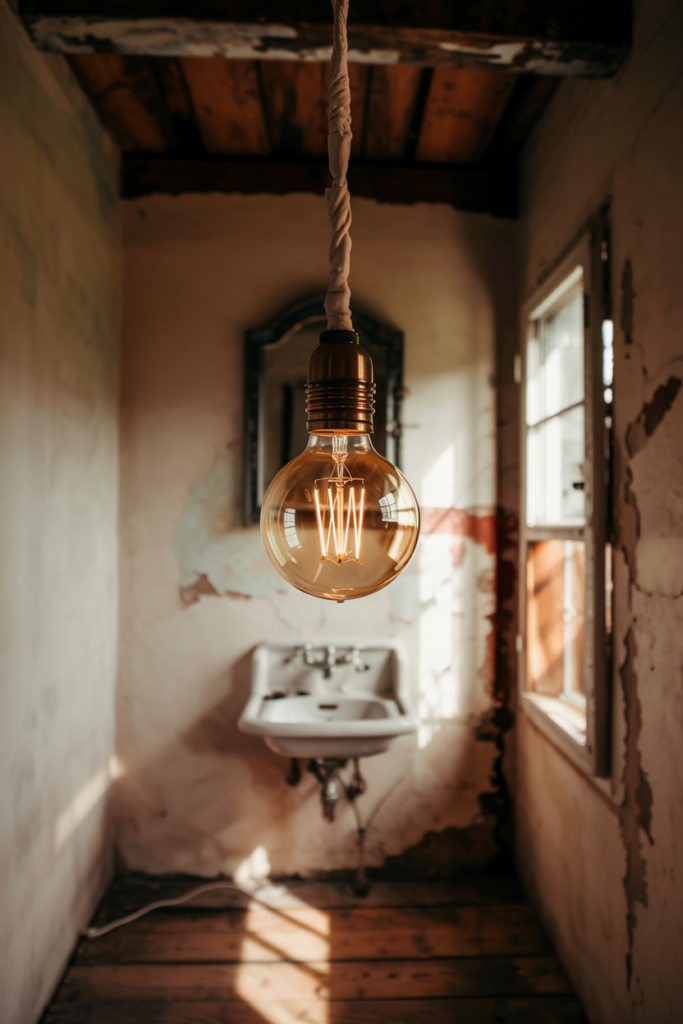Exposed bulbs embracing an unpolished, honest lighting style