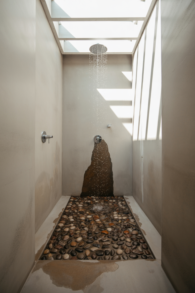 Pebble floor tiles bringing organic texture underfoot