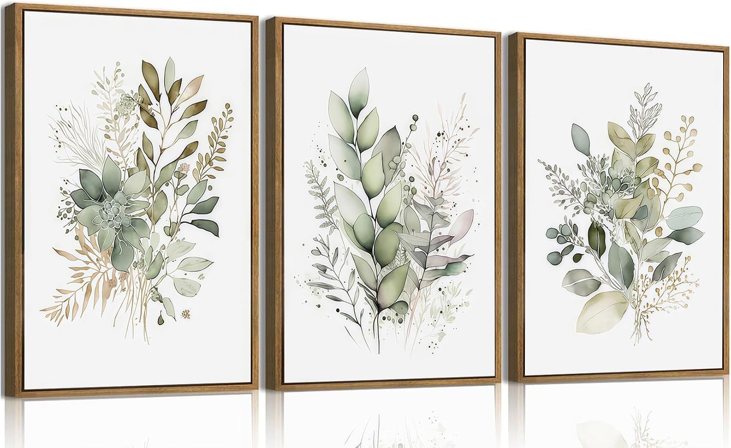 Framed Botanical Wall Art Set Of 3 Watercolor Floral Picture Wall Decor
