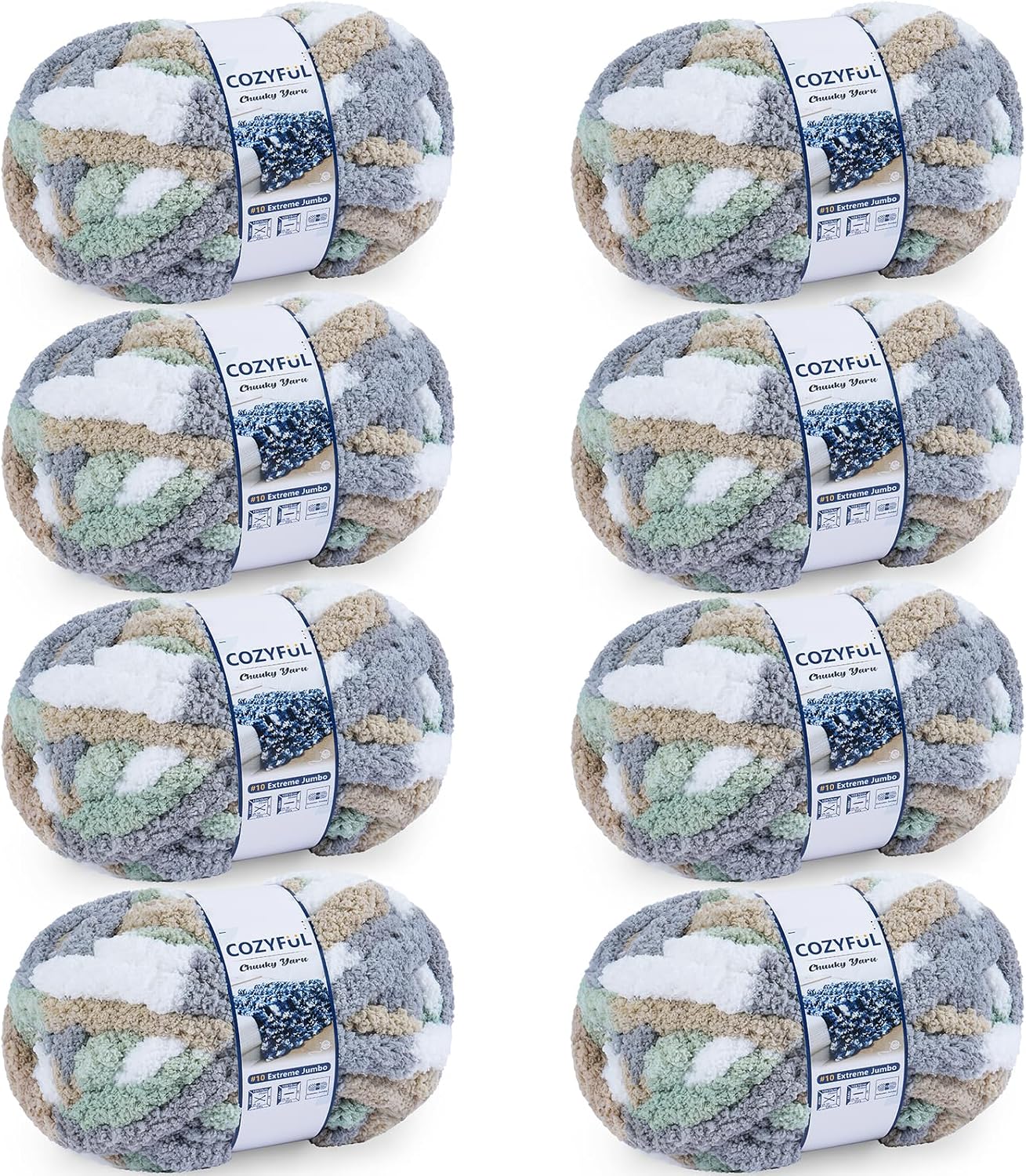 Cozyful Chunky Chenille Yarn for Hand Knitting, #10 Jumbo Blanket Yarn
