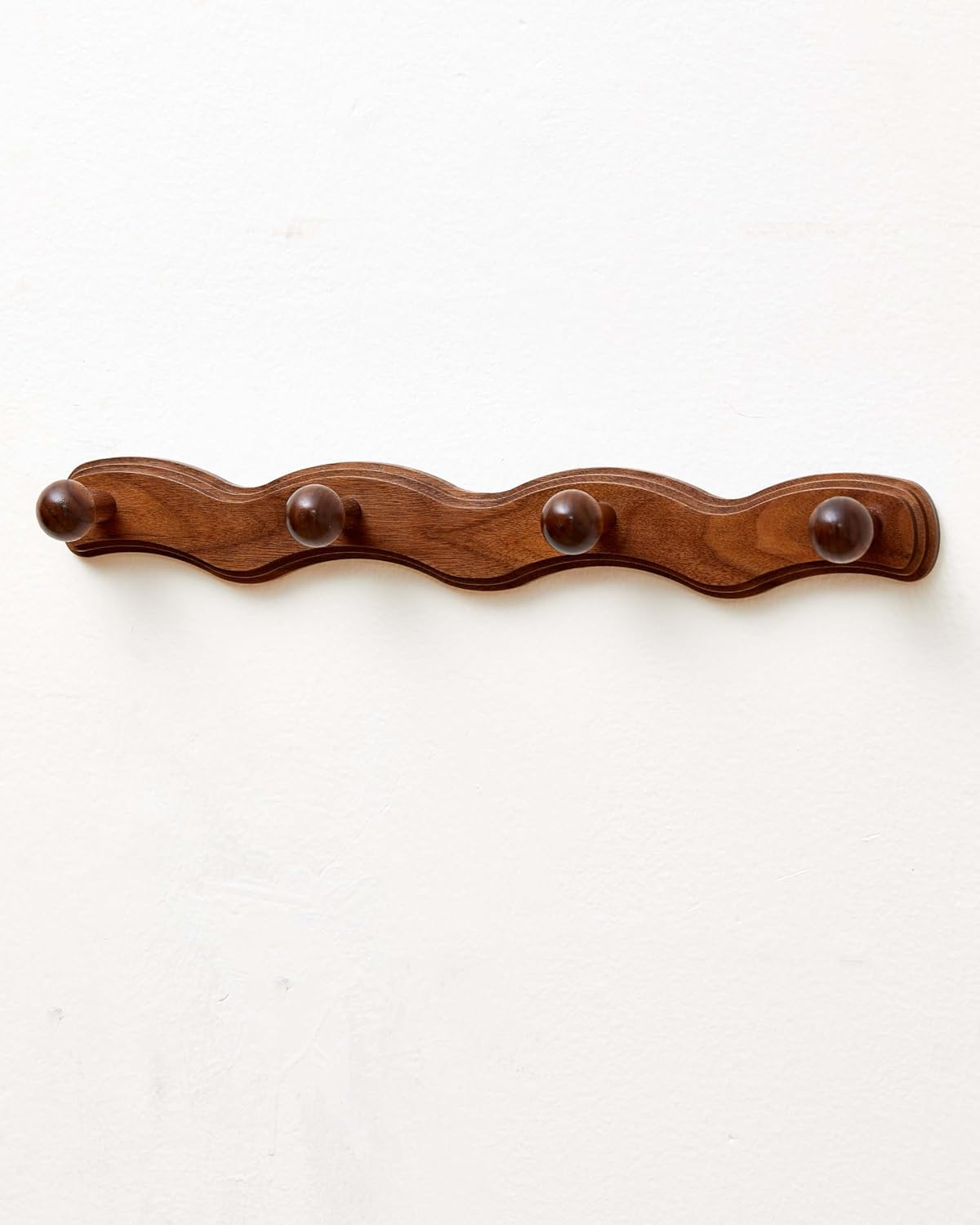 Walnut Wood Wall Mount Coat Hooks, 4 Pack, for Coats, Keys and Bags