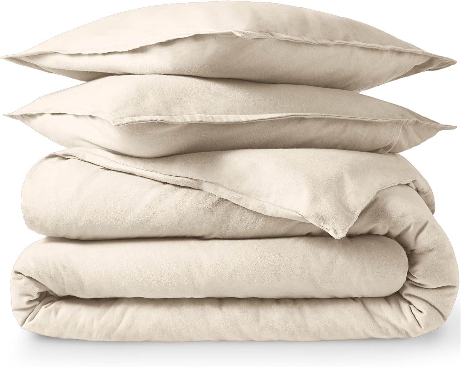 Bare Home Flannel Duvet Cover Set, Queen, Sand