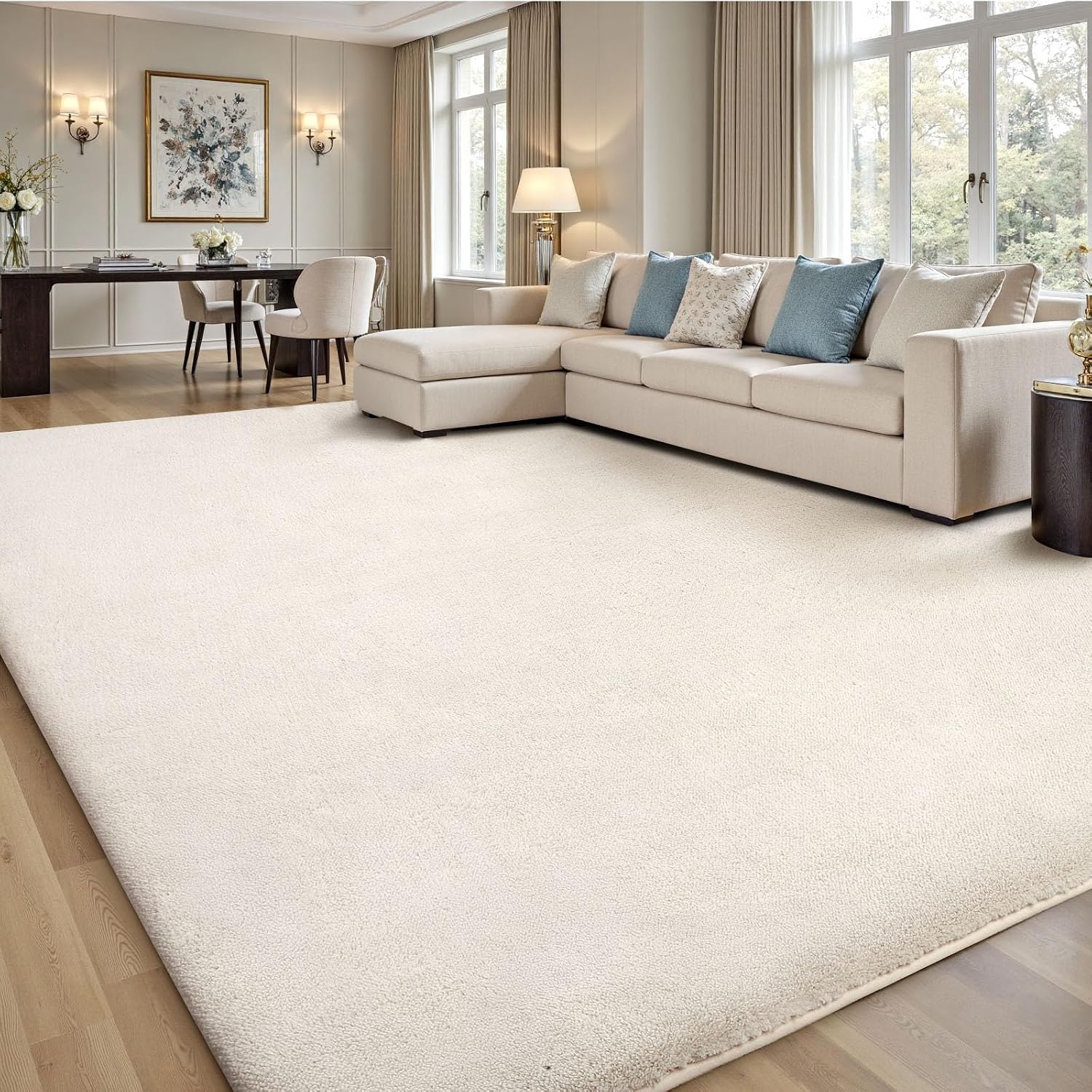 Sour Lemon 8 x 10 Ft Cream Area Rug for Bedroom and Living Room
