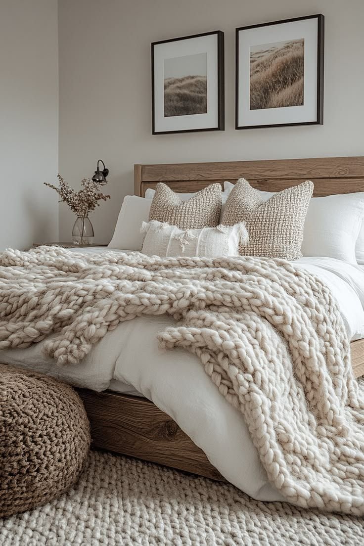 Winter bedroom retreat with a heavy comforter and soft textures