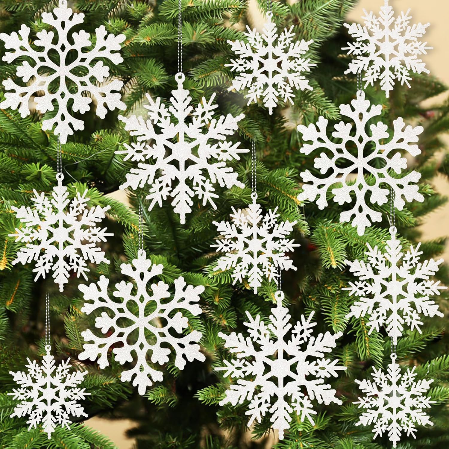 kockuu White Snowflake Christmas Ornaments for Tree Decor and Crafts