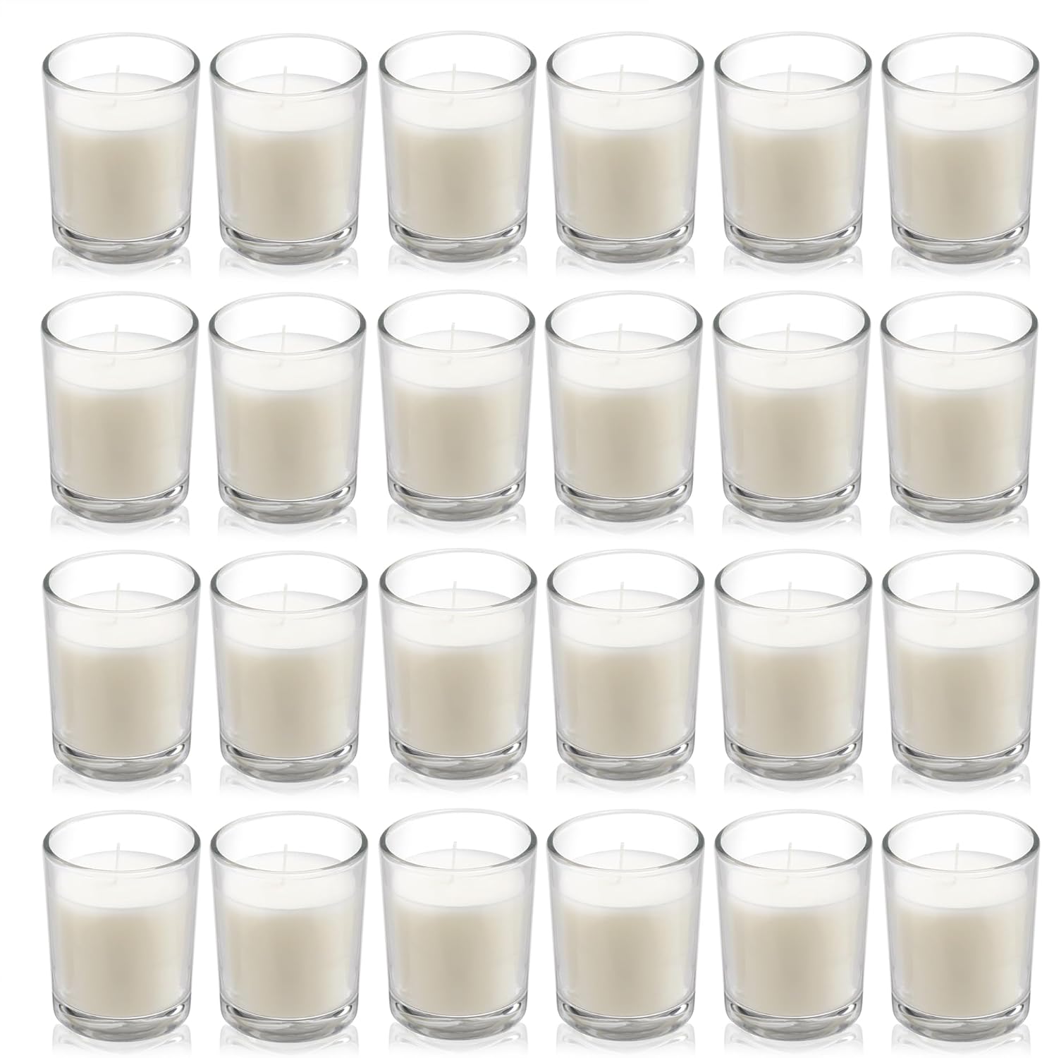 Housecret 24 Pack Warm White Unscented Clear Glass Filled Votive Candles