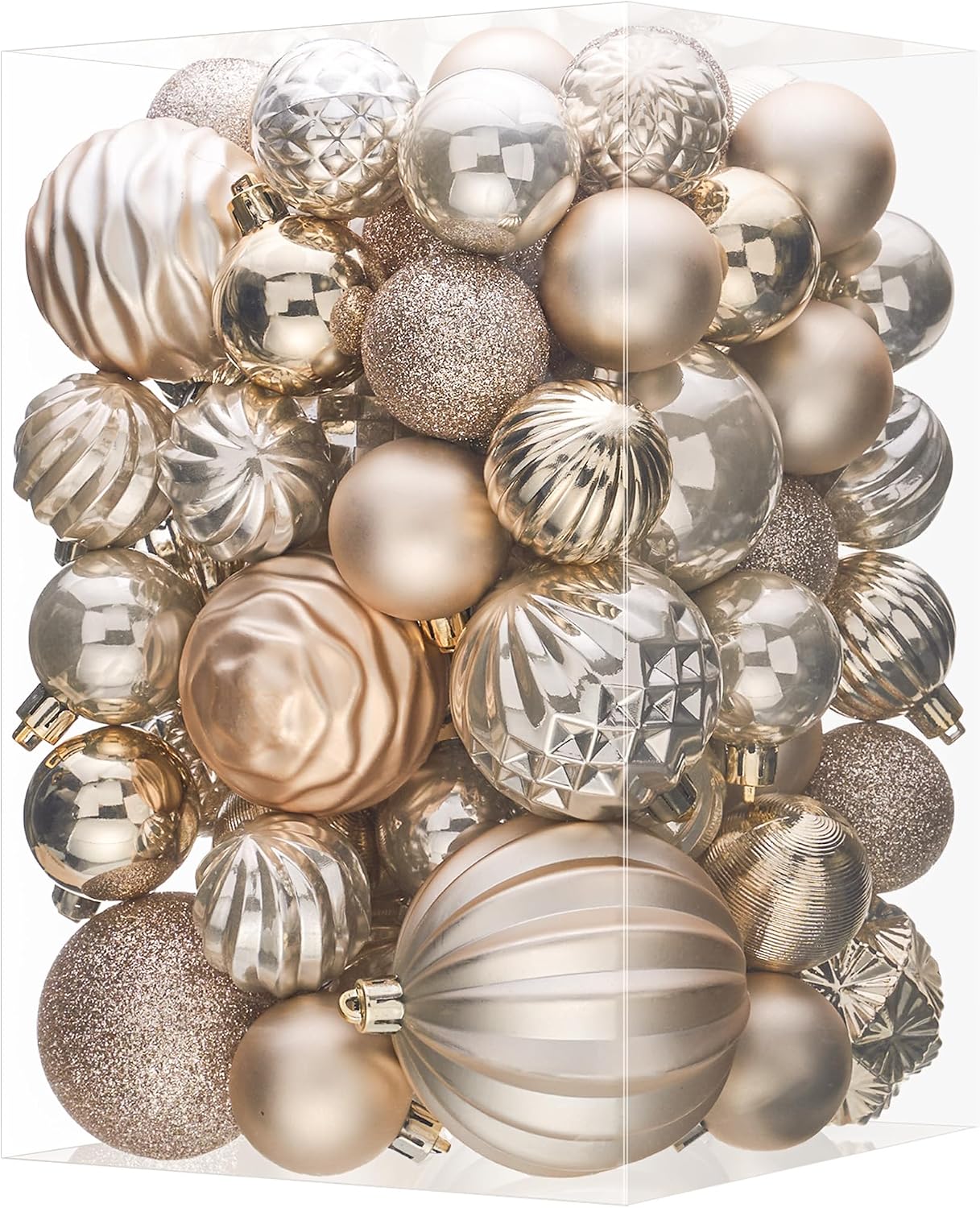 JORNOY 47 Ct Christmas Balls Ornaments for Tree, Champagne Gold