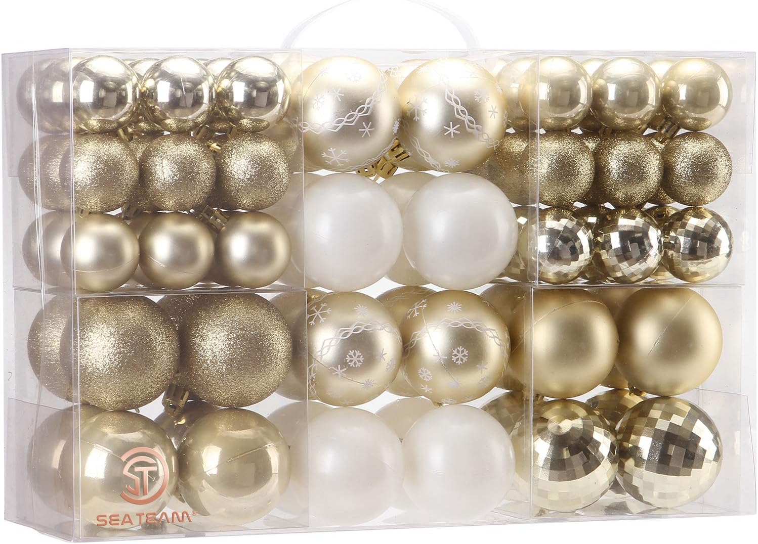 Sea Team 86-Pack Shatterproof Gold Christmas Ball Ornaments