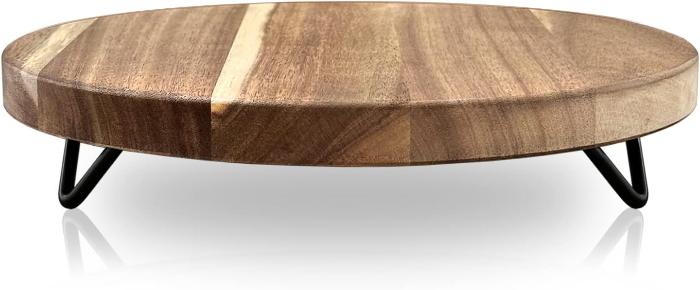 WILDMOS Decorative Round Wood Riser for Display, 12-inch