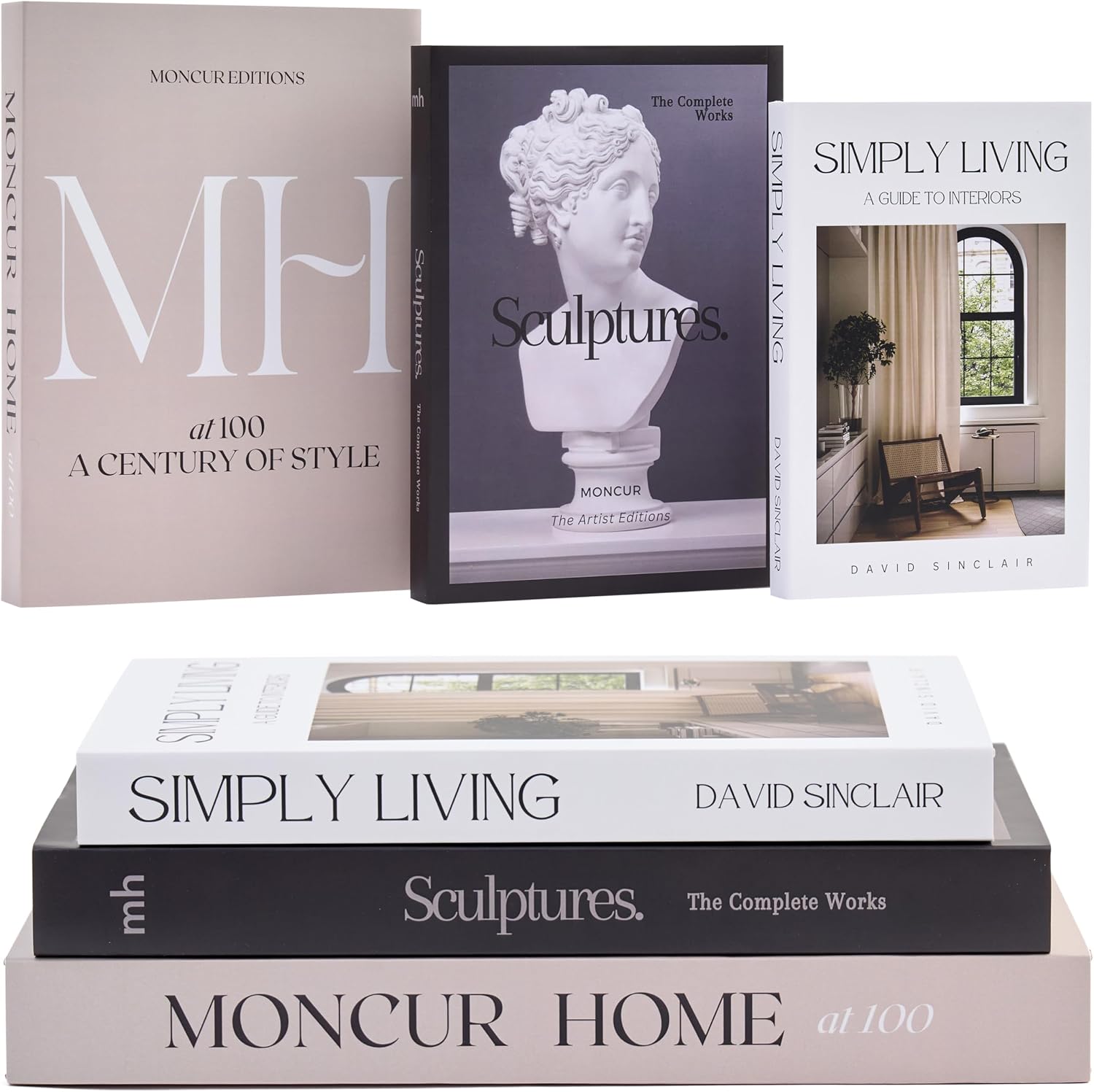 Decorative Coffee Table Books, Set of 3, Real Pages