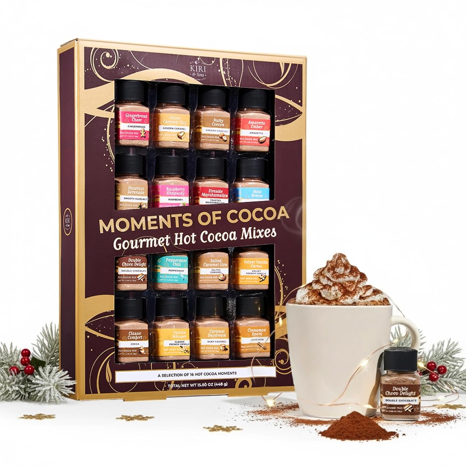 Hot Chocolate Mix Gift Set, 16-Pack Gourmet Hot Cocoa Sampler