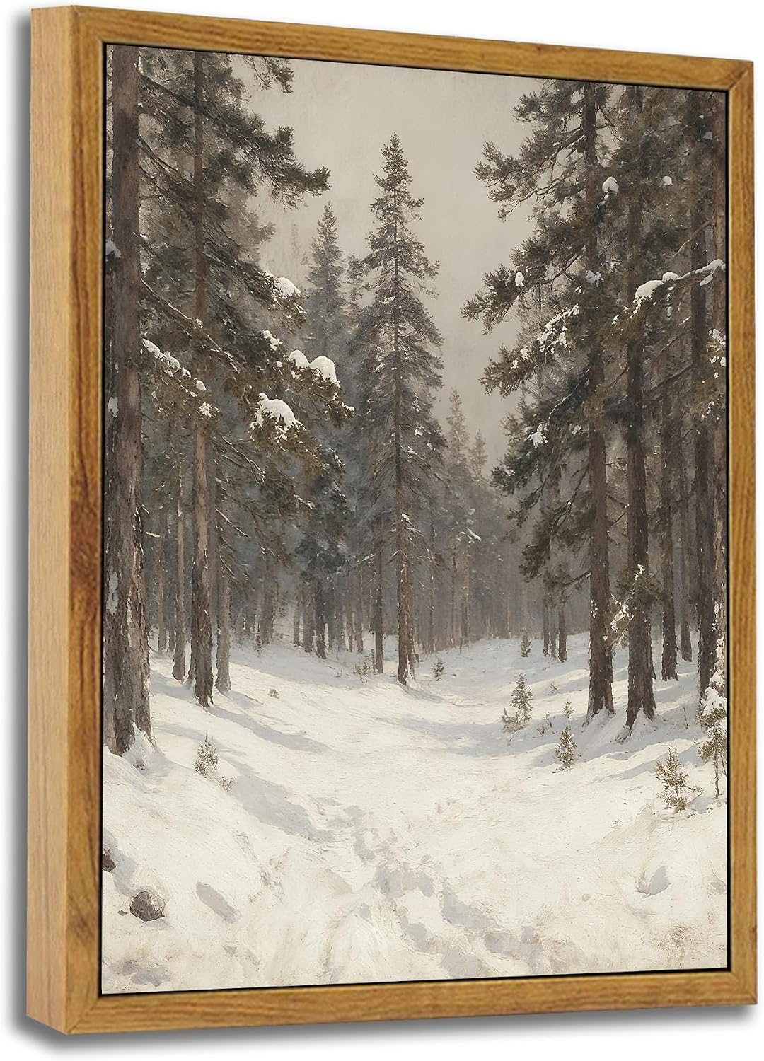 Vintage Winter Pictures Snowy Forest, Small Framed Art 8"x10"