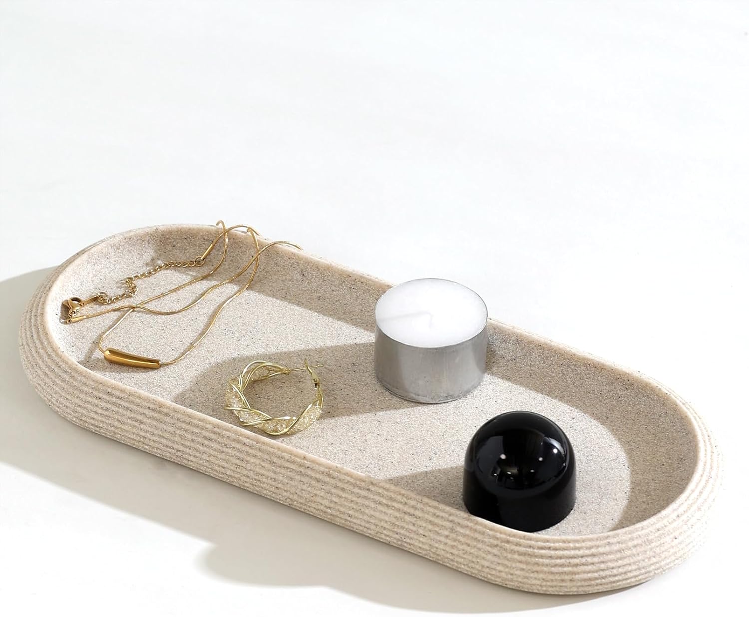 Resin Jewelry and Bathtub Tray, Sandstone Look, Beige, Medium